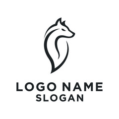 black fox head vector logo leaf concept