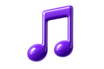 Purple double eighth musical note icon representing music, melody, sound, and entertainment for design elements