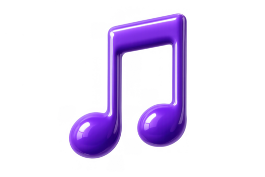 Purple double eighth musical note icon representing music, melody, sound, and entertainment for design elements - Powered by Adobe