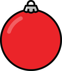 Obraz premium Red Christmas ornament simple flat vector illustration for holiday decoration isolated on white bac