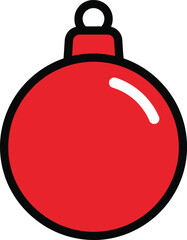 Obraz premium Red Christmas ornament simple flat vector illustration for holiday decoration and design isolated o