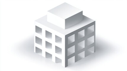 Fototapeta premium Minimalist White Building Abstract Geometric Icon