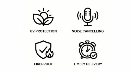 Elements such as UV protection and noise reduction represent the characteristics of fire prevention and timely delivery, and are suitable for daily promotional materials.
