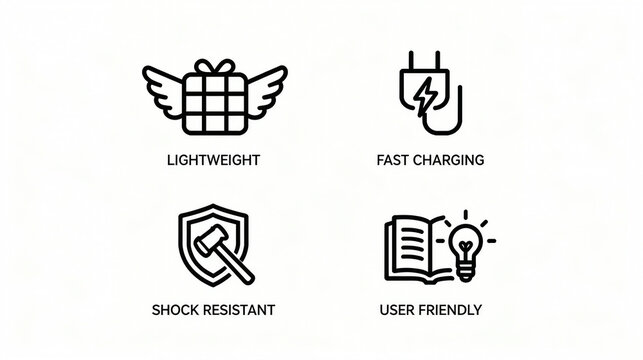 Lightweight, fast charging and other elements represent the device characteristics of anti drop and user-friendly operation, suitable for electronic product promotional materials.
