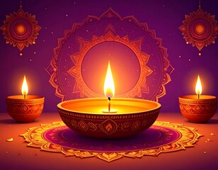 Illuminated clay lamps and floral decorations (1)