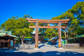 Meiji-jingu in landmark of Tokyo, Japan  The shrine officially designated one of Kanpei-taisha, The Torii in nature