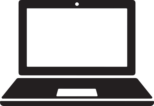 Black and white laptop computer with a blank screen and a touchpad