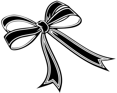 Ribbon Bow Silhouette Vector Clipart Gift Decoration Illustration Line Art