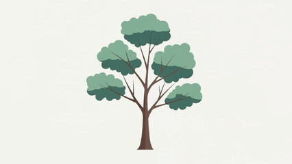 Illustration of a green leafy tree with a brown trunk against a plain background