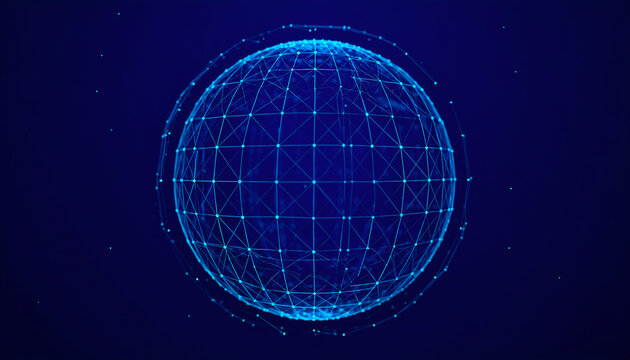 Digital sphere of interconnected data points, global network visualization. - Powered by Adobe