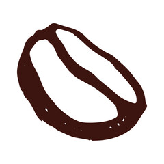 Hand drawn fresh roasted coffee bean Arabica robusta seed doodle Single element for print, web, design, decor