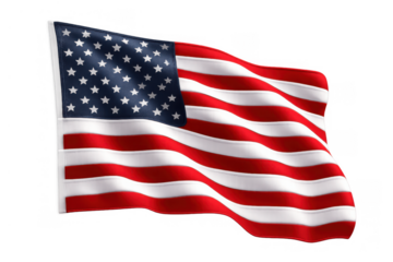 American flag waving in wind representing patriotism, freedom, and national pride, transparent background
