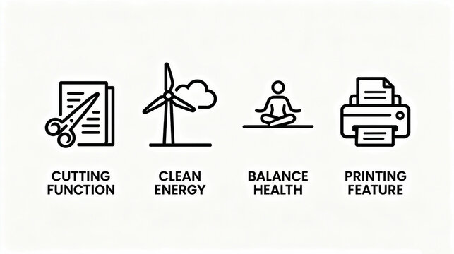 Cutting function, clean energy and other elements represent the characteristics of balancing health and printing function, suitable for promotional materials in office supplies.
