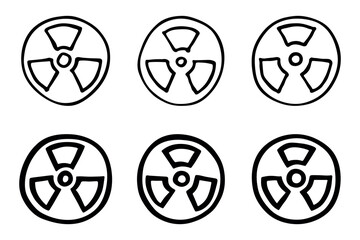 Set of hand drawn radiation sign Nuclear radiation hazard symbol Radioactive danger warning doodle Radioactive waste Single element for print, web, design, decor
