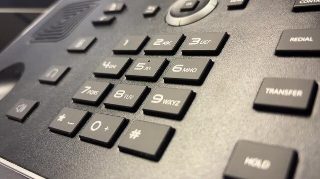 Slow Motion Close-Up of Index Finger Dialing 9-1-1 on Push-Button Phone