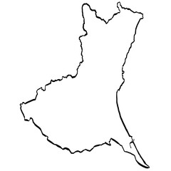 茨城県地図 筆タッチ 和風 関東 東日本 / A brushstroke map of Ibaraki prefecture