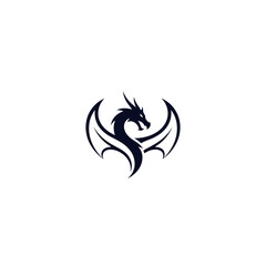 Obraz premium Stylized dragon illustration with wings and curved tail, inspired artwork, graphic design element, mythical creature, fantasy theme