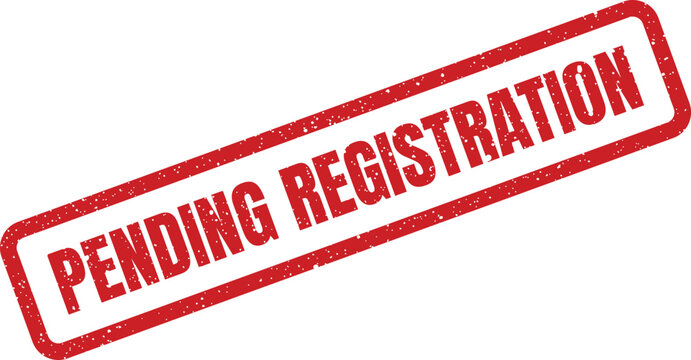 A distressed rubber stamp mark indicating an application or sign up awaiting official registration