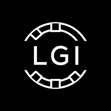 Clean Line Art Monogram Emblem for Brands, LGI Later Logo, Unique Letter Logo with Circular Motif,
