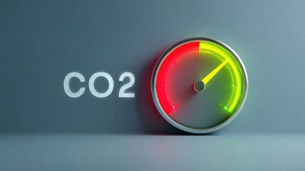 CO2 level meter showing a safe carbon dioxide reading. The gauge needle points within the green area, indicating a healthy atmosphere.