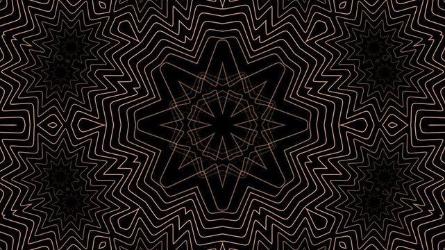 Abstract star-shaped geometric pattern with glowing line details on dark background.