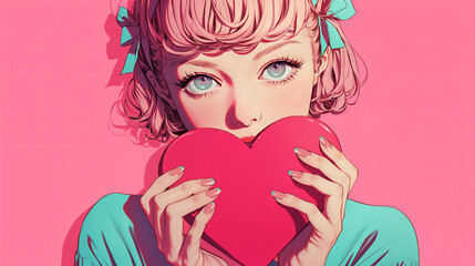 ハートを持つガーリーな女の子