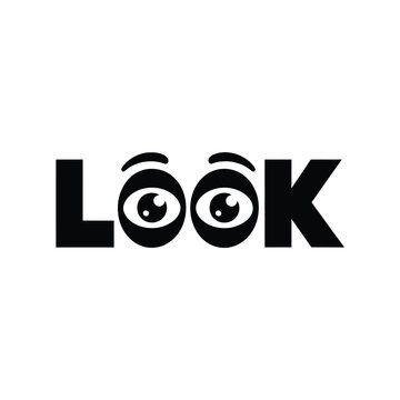 The word look creatively designed with eyes as the letter o