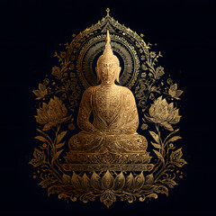 Fototapeta premium Golden Buddha Siddhartha Gautama - Vector