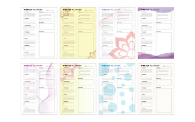 Print design template for weekly planner book size printable