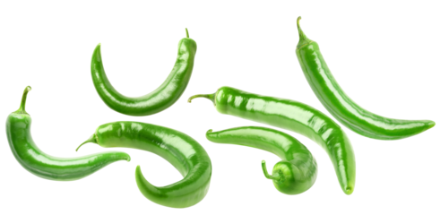 contemporary photograph of green chili peppers set against a black backdrop, ideal for blogs, recipes, or culinary-themed presentations.