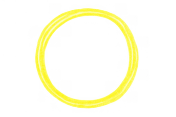 Yellow brush stroke forming a rough circular highlight or frame, creating a dynamic graphic element with transparent background