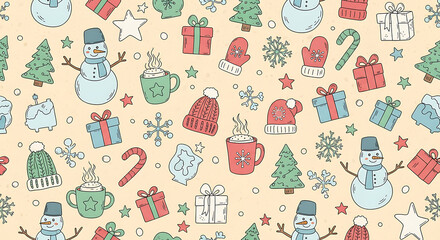Festive holiday illustration with seasonal elements and transparent background