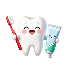 Cute tooth holding toothbrush and toothpaste tube