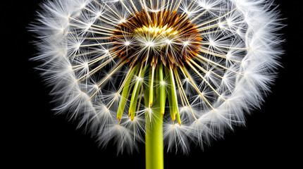 An ethereal dandelion seed head embodying nature s delicate beauty and magic of wishes Macro crisp