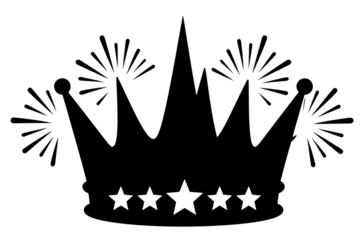 Festive Crown with Stars and Bursts Isolated