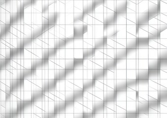 monochrome geometric grid of squares with fine diagonal isometric lines and soft blurred diagonal shadow bands conveying a calm minimalist optical illusion