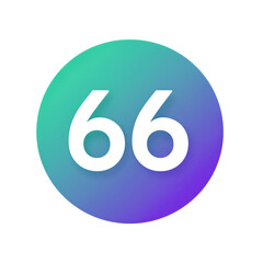 Gradient circle with large white number 66