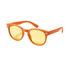 Orange sunglasses with yellow lenses.