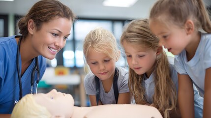 CPR training for children with a medical professional.