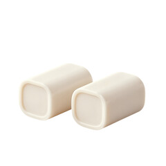 Pair of overlapping beige cylindrical tubes