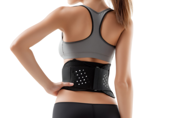 Woman wearing lumbar support belt
