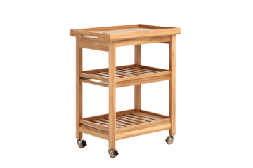 Three-tiered bamboo kitchen cart with wheels
