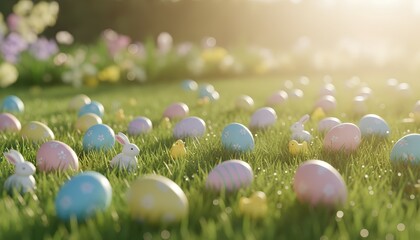 easter eggs on grass