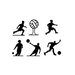 Silhouettes of volleyball players in action