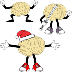 funny brain character cartoon pack collection in vector art