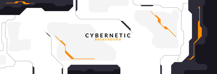 Abstract Modern Tech Background Minimal Geometric Circuit Pattern in Black and Orange