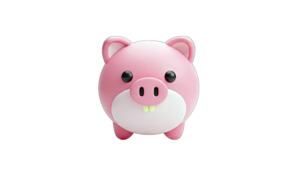 Cute Pink Pig Character Isolated on White Background