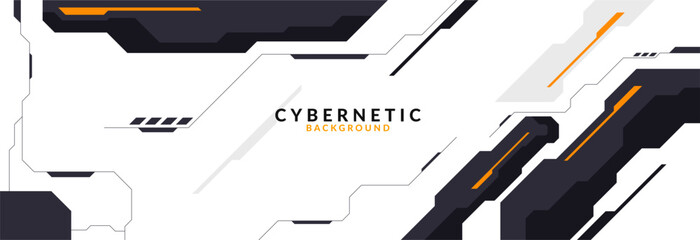 Abstract Modern Tech Background Minimal Geometric Circuit Pattern in Black and Orange