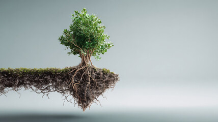 An image of an innovative tree that seems to float in the air