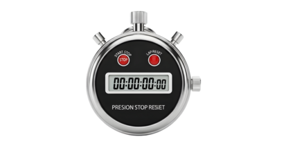 Vintage stopwatch timer with digital display and crests